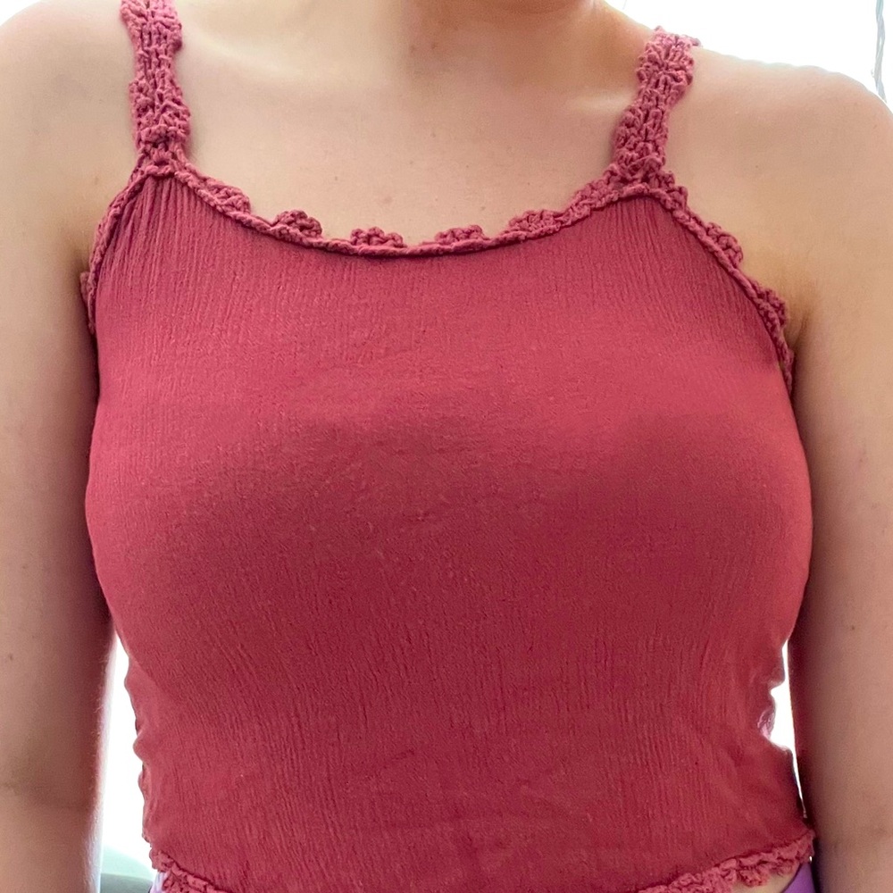 red crochet cropped tank